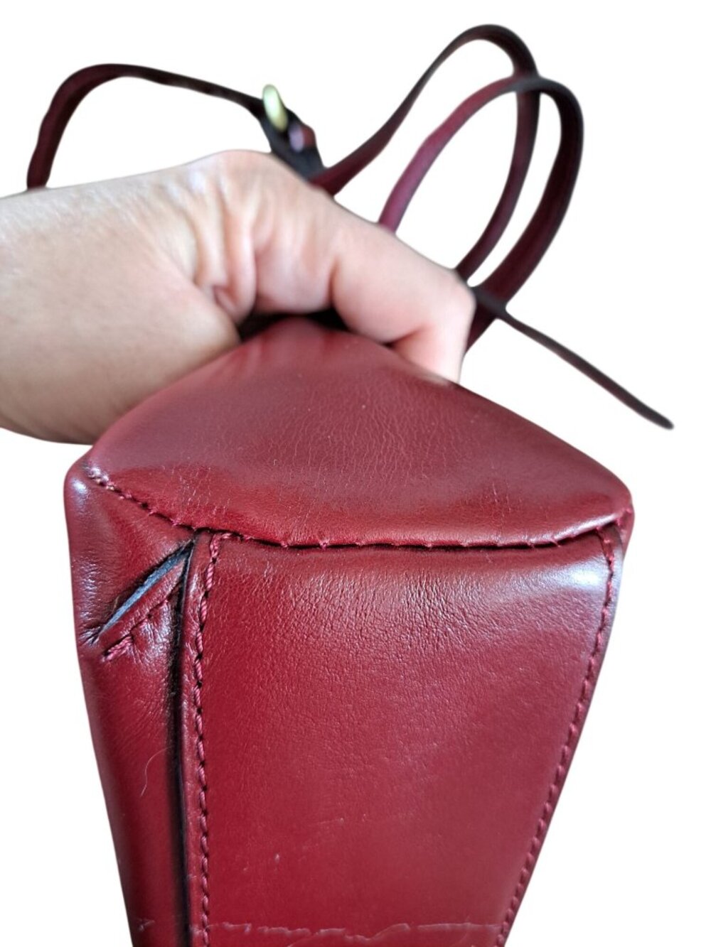 Patricia Nash Small Leather Crossbody Bag Purse Adjustable Burgundy Supple - Picture 7 of 16